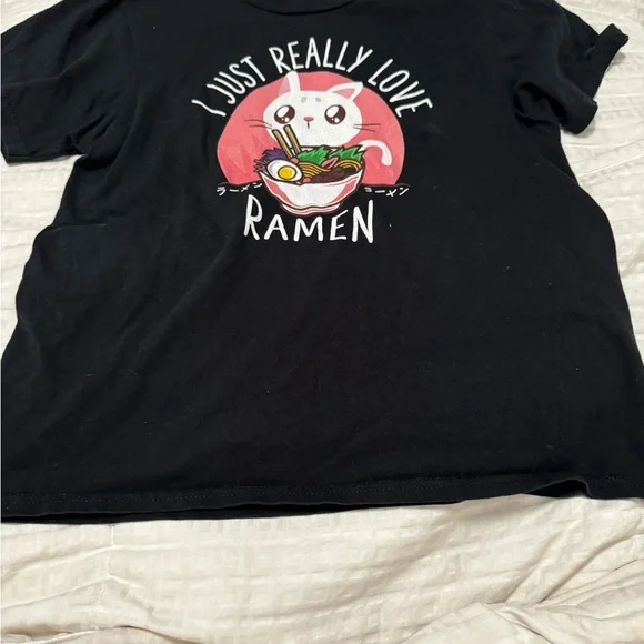 Kids Black Ramen Noodles 🍜 T-Shirt - Picture 2 of 2